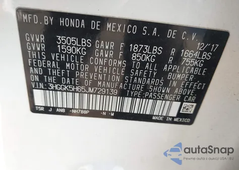 2018 Honda Fit Sport z USA, uszkodzony, nr VIN 3HGGK5H65JM729139